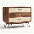Wooden nightstand with three drawers and metal legs 60 x 40 x 40cm
