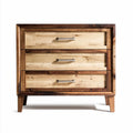 Wooden nightstand with three drawers in natural finish measuring 60 x 40 x 70cm