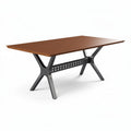 Wooden dining table with modern metal legs 150 x 75 x 75cm walnut finish