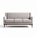 Upholstered linen blend sofa with ribbed design and wooden legs 200 x 90 x 85cm