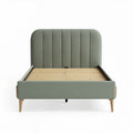 Green upholstered bed frame with wooden slats and headboard 200 x 160 x 100cm