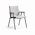 Modern lightweight armchair with gray fabric seat black metal frame 70 x 60 x 90cm