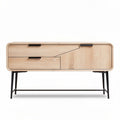 Wooden media console cabinet with black metal legs 120 x 40 x 50cm